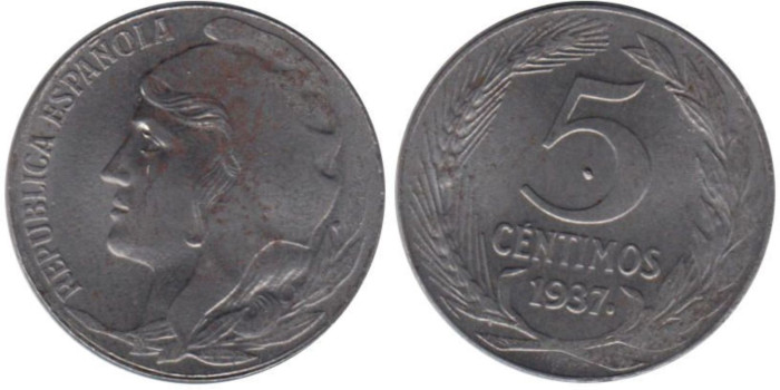 Cy16724H.-IIREPUBLICA - 5 Céntimos 1937 C.P. - EBC