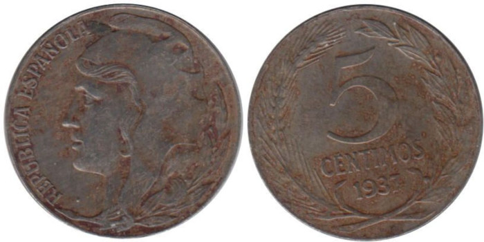 Cy16723H.-IIREPUBLICA -  5 Céntimos 1937 C.G. - SC