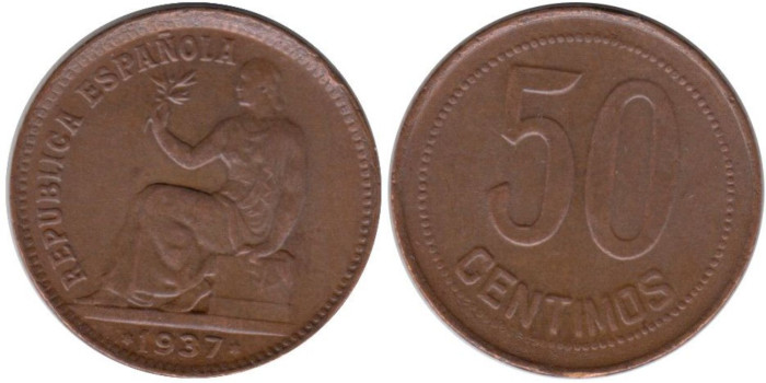 Cy16730H.-IIREPUBLICA - 50 Céntimos 1937/4 EBC