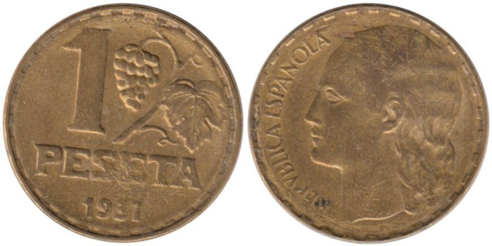 Cy16746E.-IIREPUBLICA -1 Peseta 1937 MBC