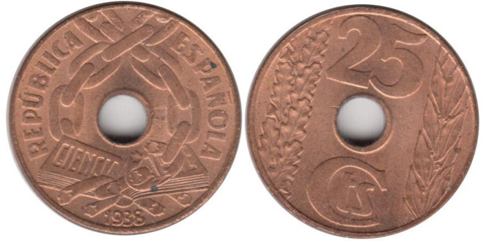 Cy16729J.-IIREPUBLICA -  25 Ctm. 1938 - SC