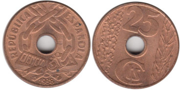 Cy16729J.-IIREPUBLICA -  25 Ctm. 1938 - SC