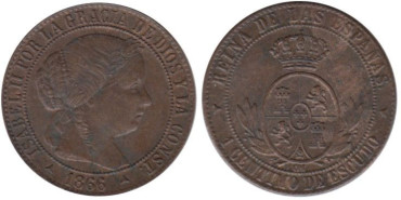 Cy15709.-ISABEL II - 1 Céntimo de Escudo 1866 Segovia OM, MBC+