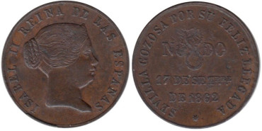 Cy16497M.-ISABEL II - Medalla visita a Sevilla 1862, EBC-