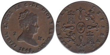 Cy15679.-ISABEL II - 2 Maravedís 1848 Segovia - EBC