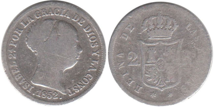Cy16005.-ISABEL II -2 reales 1852 Madrid - BC-