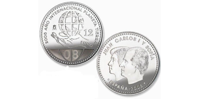 12 EUROS ESPAÑA 2008- PLANETA TIERRA, PLATA