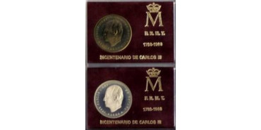 SET OFICIAL FNMT AÑO 1988 Carlos III- Plata y Cobre