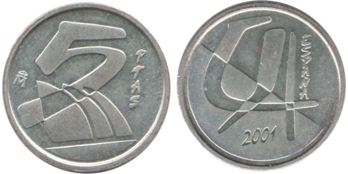 JC060p - 5 pts AÑO 2001 EMISION PLATA