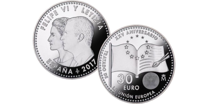 30 EUROS ESPAÑA 2017 "Tratado Unión Europea" - PLATA