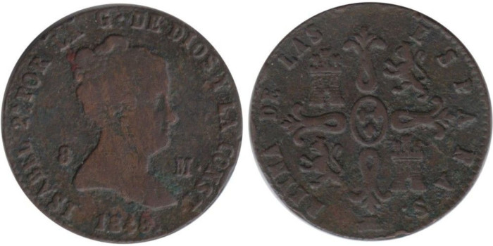 Cy15835.- ISABEL II - 8 Maravedís 1848 Segovia, MBC