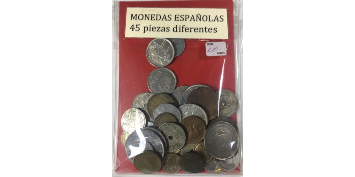 España Lote de 45 monedas diferentes desde la segunda Republica