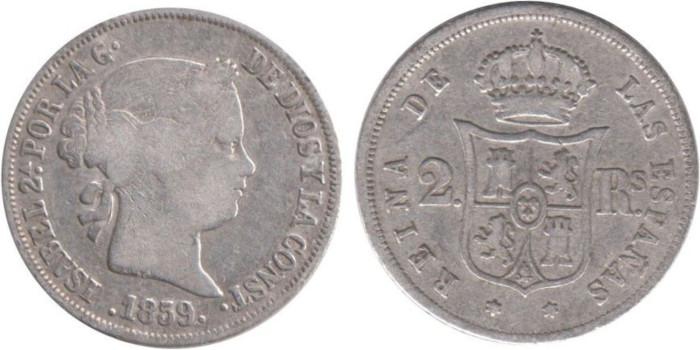 Cy16024.-ISABEL II - 2 REALES 1859 MADRID - BC