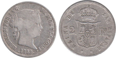 Cy16024.-ISABEL II - 2 REALES 1859 MADRID - BC