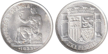Cy16742K.-II REPUBLICA -1 Peseta 1933 (3-4) SC