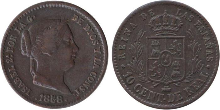 Cy15696.-ISABEL II - 10 CTM. de REAL 1858 Segovia - MBC