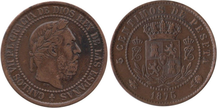 Cy16539E.-CARLOS VII - 5 Centimos 1875 OÑATE MBC