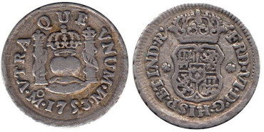 Cy09500.- FERNANDO VI - 1/2 Real Columnario 1753 Mexico M - MBC-