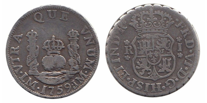 Cy09650.- FERNANDO VI - 1 Real Columnario 1759 Lima J.M. - MBC