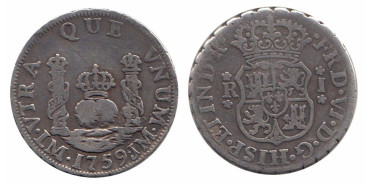 Cy09650.- FERNANDO VI - 1 Real Columnario 1759 Lima J.M. - MBC
