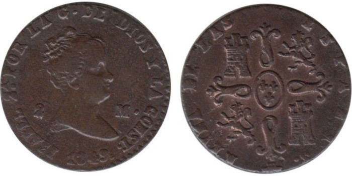Cy15682.- ISABEL II - 2 MARAVEDIS 1849 SEGOVIA - MBC