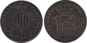 Cy15759.- ISABEL II -3 Cuartos 1837.  MBC