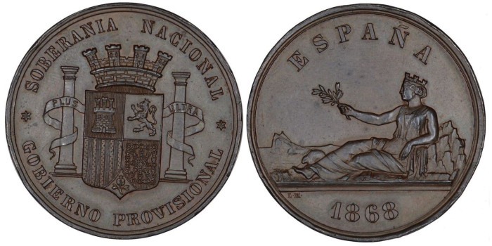 Cy16496M.1.- G.P Y I REPUBLICA - MEDALLA SOBERANIA NACIONAL 1868 - COBRE