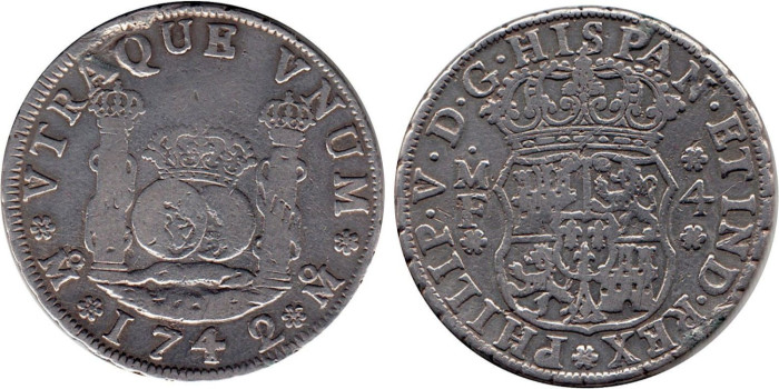 Cy08538.- FELIPE V  4 Reales 1742 sobre 1741. MEXICO BC+