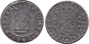 Cy08538.- FELIPE V  4 Reales 1742 sobre 1741. MEXICO BC+