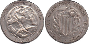 UC5p.- UNION CATALANISTA  5 PESETAS 1900 EBC - PLATA