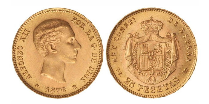 Cy16977.- 25 PESETAS 1876  *19 *62  DE M. SC-   ORO