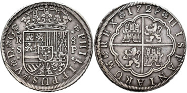 Cy08705.- FELIPE V - 8 REALES 1729 SEVILLA P. MBC+