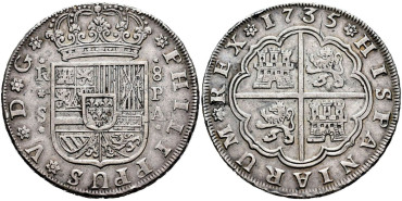 Cy08763.- FELIPE V - 8 Reales  1735 SEVILLA  P.A. - MBC+