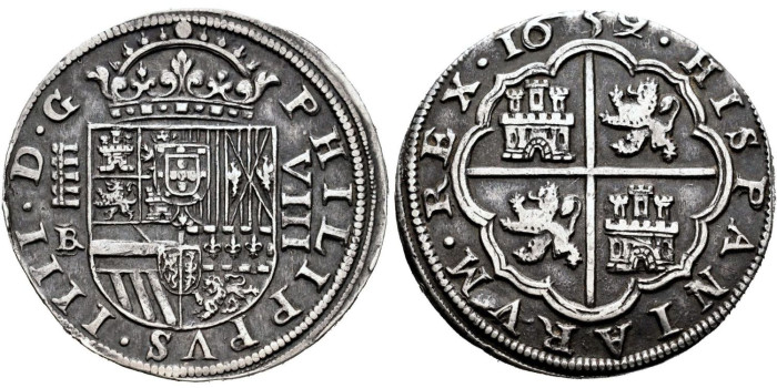 Cy06119.- FELIPE IV  8 REALES  1659 Sobre 2. BR sobre I. SEGOVIA. MBC+