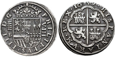 Cy06119.- FELIPE IV  8 REALES  1659 Sobre 2. BR sobre I. SEGOVIA. MBC+
