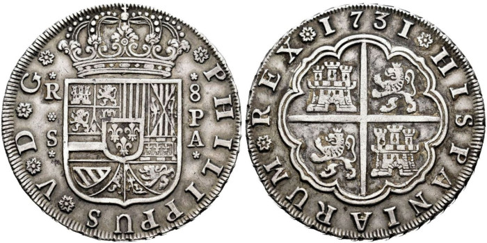 Cy08723.- FELIPE V  8 REALES 1731 SEVILLA P.A. MBC+