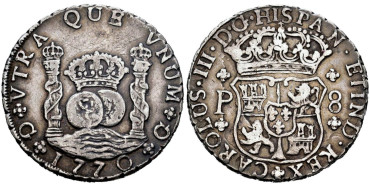 Cy11197.- CARLOS III  8 REALES COLUMNARIO 1770 GUATEMALA P.  MBC
