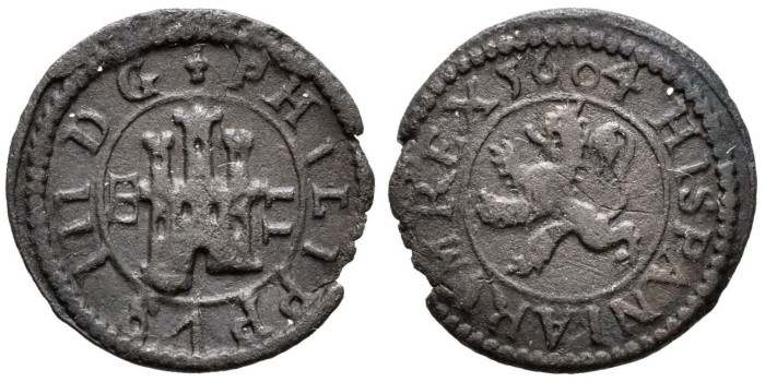 Cy04012.- FELIPE III - 2 Maravedís 1604 Segovia - BC