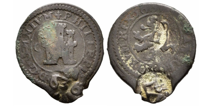 Cy04995.- FELIPE IV - Resello 6 Maravedí 1663 Madrid S.R. - BC-