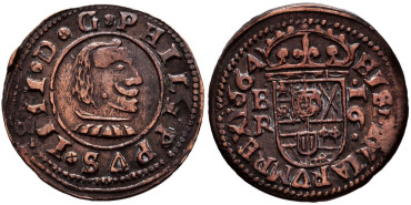 Cy05282.- FELIPE IV - 16 Maravedí 1664 BURGOS - MBC+