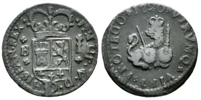 Cy07489.- FELIPE V. - 1 Maravedís 1720 Burgos  - MBC