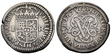 Cy07811.- FELIPE V - 1 Real 1707 Segovia Y - MBC