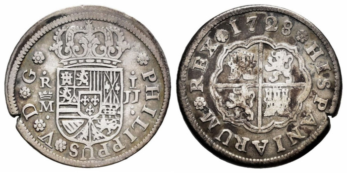 Cy07902.- FELIPE V. - 1 Real 1728 Madrid JJ - MBC