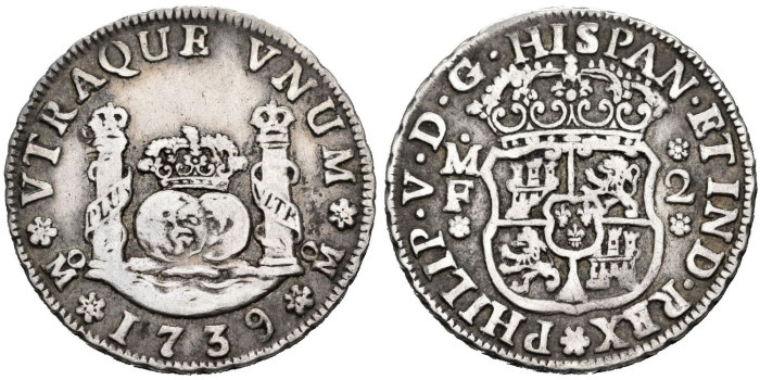 Cy08298.- FELIPE V - 2 Reales 1739 Mexico MF - MBC