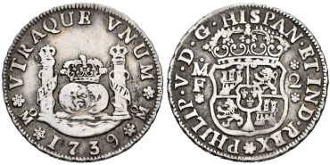 Cy08298.- FELIPE V - 2 Reales 1739 Mexico MF - MBC