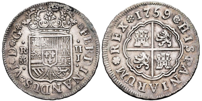Cy09740.-FERNANDO VI - 2 Reales 1759 Madrid J - MBC+