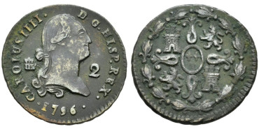 Cy12237.-CARLOS IV - 2 Maravedi 1796 Segovia - MBC+
