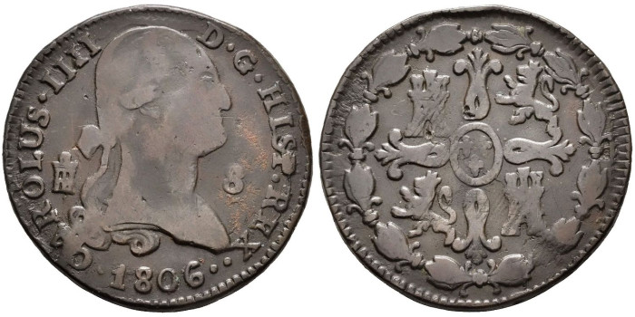 Cy12300.-CARLOS IV - 8 Maravedi 1806 Segovia - MBC+