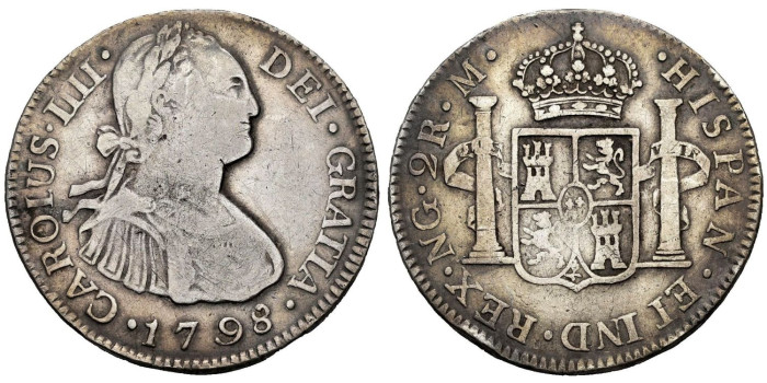 Cy12779.-CARLOS IV - 2 Reales 1798 Guatemala M - MBC-