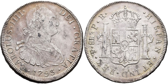 Cy13045.-CARLOS IV - 8 Reales 1793 Potosi PR - MBC-